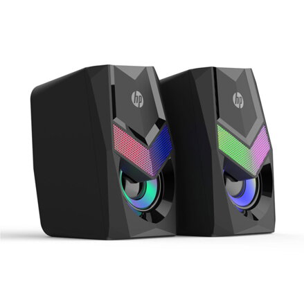 HP reproduktory DHS-6000, 2.0, 6W, černý, regulace hlasitosti, stolní, 3,5 mm jack (USB), podsvícené, 160Hz-20KHz