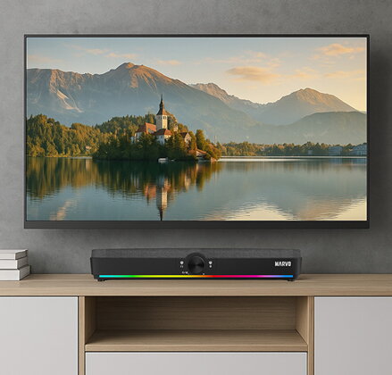 Marvo Soundbar SG-286, 2.0, 10W, černý, regulace hlasitosti, RGB podsvícení, USB/Bluetooth, 60Hz-20kHz
