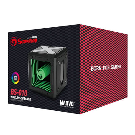 Marvo reproduktor BS-010, 2.0, 10W, černé, regulace hlasitosti, 150Hz-20kHz, RGB podsvícení