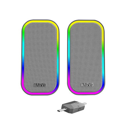 Marvo reproduktory HAVOC 20GY, 6W, šedé, podsvícené