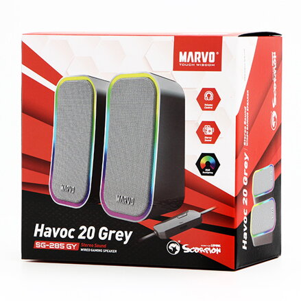 Marvo reproduktory HAVOC 20GY, 6W, šedé, podsvícené