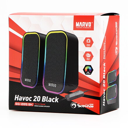 Marvo reproduktory HAVOC 20BK, 6W, černé, podsvícené