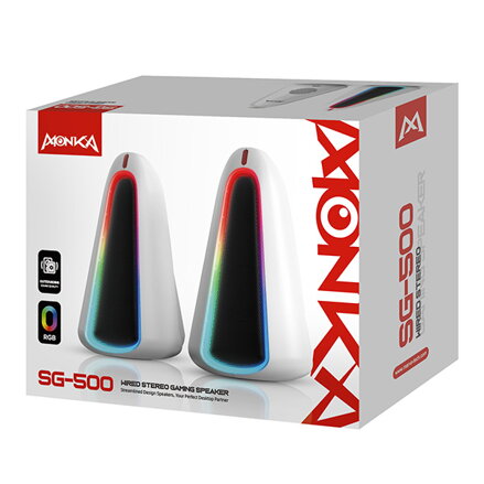 Marvo reproduktory MONKA SG-500, 2.0, 6W, bílé, regulace hlasitosti, RGB podsvícení