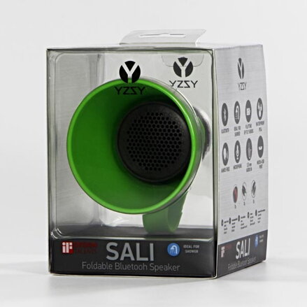 YZSY Bluetooth reproduktor SALI, 3W, zelený, regulace hlasitosti, skládací, voděodolný