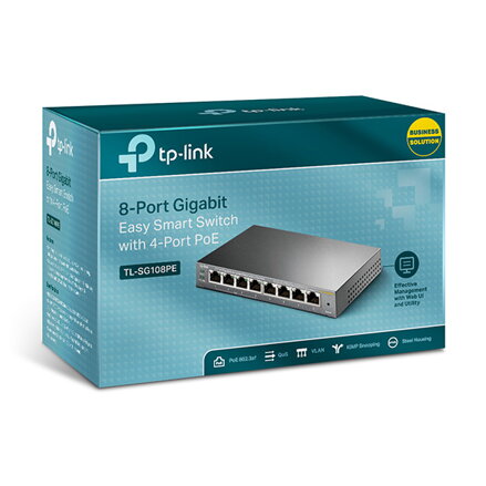 TP-LINK stolní switch TL-SG108PE PoE, 1000Mbps, 4x aktivní PoE, Easy smart, Auto MDI/MDI-X