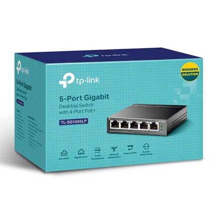 TP-LINK stolní switch TL-SG1005LP PoE(4- porty), 1000Mbps, auto MDI/MDIX