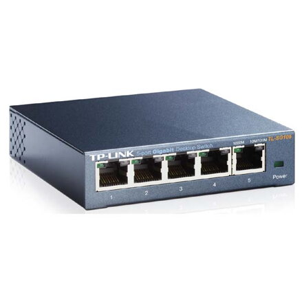 TP-LINK stolní switch TL-SG105 1000Mbps, automatické učení adres MAC, auto MDI/MDIX