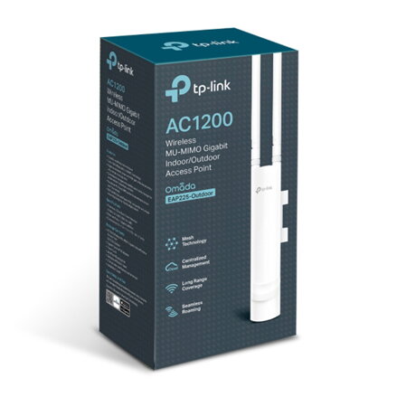 TP-LINK venkovní přístupový bod EAP225-outdoor 2.4GHz a 5GHz, IPv6, PoE, 1200Mbps, externí odnimatelná anténa, 802.11ac, MU-MIMO,
