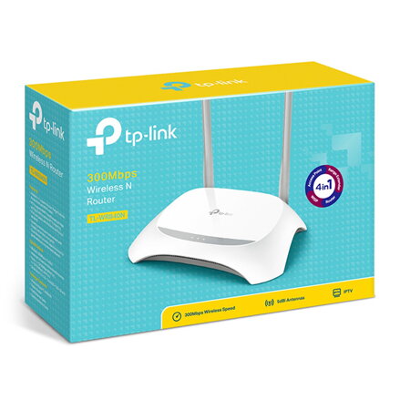 TP-LINK router TL-WR840N 2.4GHz, extender, přístupový bod, IPv6, 300Mbps, externí pevná anténa, 802.11n, VLAN, síť pro hosty, WDS