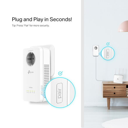 TP-LINK powerline (LAN přes 230V) TL-WPA8631P KIT 1300Mbps, elekrické zásuvky, až 300m, AES šifrování