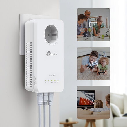 TP-LINK powerline (LAN přes 230V) TL-WPA8631P KIT 1300Mbps, elekrické zásuvky, až 300m, AES šifrování