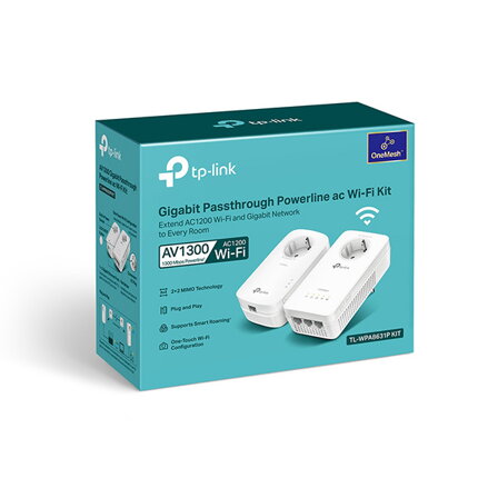 TP-LINK powerline (LAN přes 230V) TL-WPA8631P KIT 1300Mbps, elekrické zásuvky, až 300m, AES šifrování