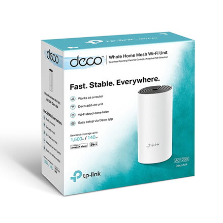 TP-LINK Wifi Mesh kit Deco M4(1-pack) 2.4GHz a 5GHz, přístupový bod, IPv6, 1200Mbps, integrovaná anténa, 802.11ac, 1Pack, ISP, rod