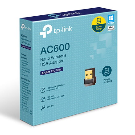 TP-LINK USB klient Archer T2U Nano 2.4GHz a 5GHz, 600Mbps, integrovaná anténa, 802.11ac, dual-band, nano design