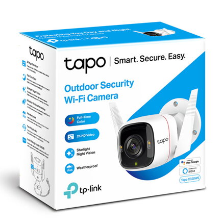 TP-link IP kamera venkovní QHD 2560x1440, Wifi 2.4 GHz /ethernet, bílá, 4MP rozlišení, noční vidění, alarm , det. pohybu