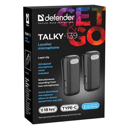 Defender, Lavalier mikrofon, TALKY-139, černý Defender, Lavalier mikrofon, TALKY-139, černý