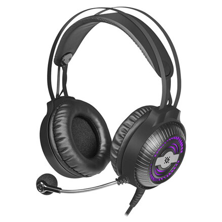 Defender Stellar Pro, herní sluchátka s mikrofonem, ovládání hlasitosti, černá, 7.1 (virtuálně), 50 mm měniče typ USB