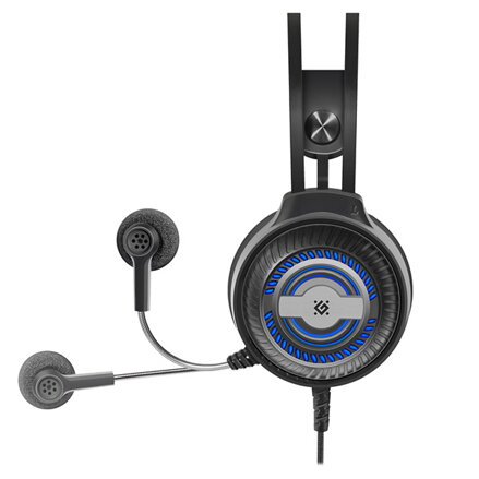 Defender Stellar Pro, herní sluchátka s mikrofonem, ovládání hlasitosti, černá, 7.1 (virtuálně), 50 mm měniče typ USB