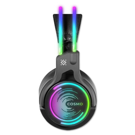 Defender Cosmo Pro RGB, herní sluchátka s mikrofonem, ovládání hlasitosti, černá, 7.1 (virtuálně), 50 mm měniče typ USB