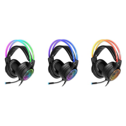 Defender Cosmo Pro RGB, herní sluchátka s mikrofonem, ovládání hlasitosti, černá, 7.1 (virtuálně), 50 mm měniče typ USB