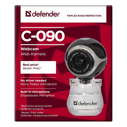 Defender Web kamera C-090, 0.3 Mpix, USB 2.0, černá, pro notebook/LCD
