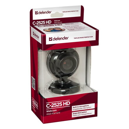 Defender Web kamera C-2525HD, 2 Mpix, USB 2.0, černá, pro notebook/LCD