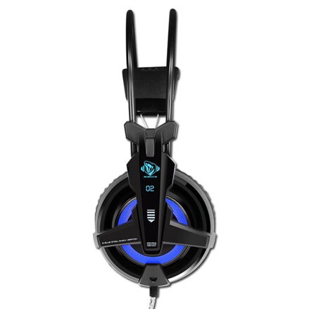 E-Blue Auroza EHS950 FPS, herní sluchátka s mikrofonem, ovládání hlasitosti, černá, 7.1 surround (virtuálně), modré podsv.,vibračn