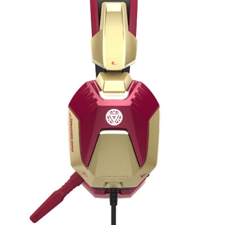 E-Blue IRON MAN EHS908, herní sluchátka s mikrofonem, ovládání hlasitosti, červená, 2x 3.5 mm jack + USB