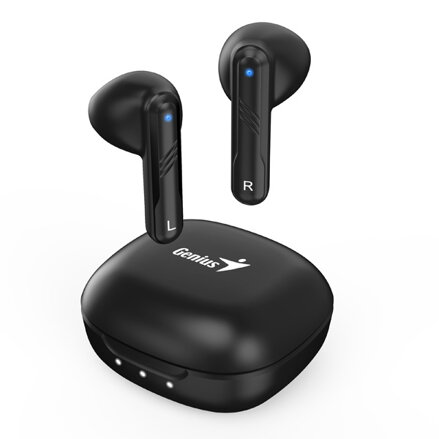 Genius HS-M905BT, mikrofon, přepínání skladeb, černá, 2.0, s nabíjecí krabičkou, sportovní typ USB-C
