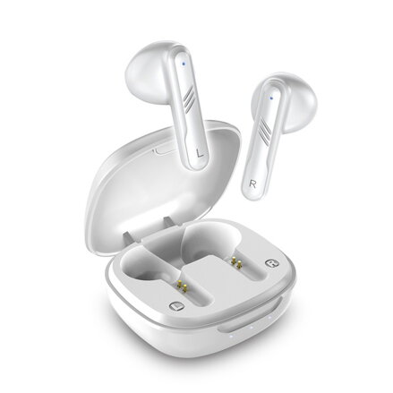 Genius HS-M905BT, mikrofon, přepínání skladeb, bílá, 2.0, s nabíjecí krabičkou, sportovní typ USB-C