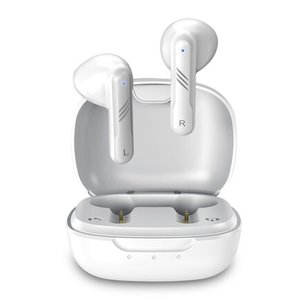 Genius HS-M905BT, mikrofon, přepínání skladeb, bílá, 2.0, s nabíjecí krabičkou, sportovní typ USB-C
