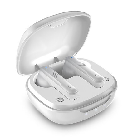 Genius HS-M905BT, mikrofon, přepínání skladeb, bílá, 2.0, s nabíjecí krabičkou, sportovní typ USB-C