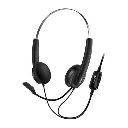 Genius HS-220U, sluchátka s mikrofonem, ovládání hlasitosti, černá, 2.0, uzavřená, USB