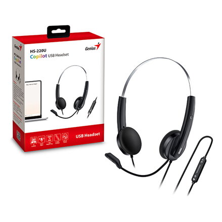 Genius HS-220U AI, sluchátka s mikrofonem, drátováčerná, 2.0, uzavřená, USB - C