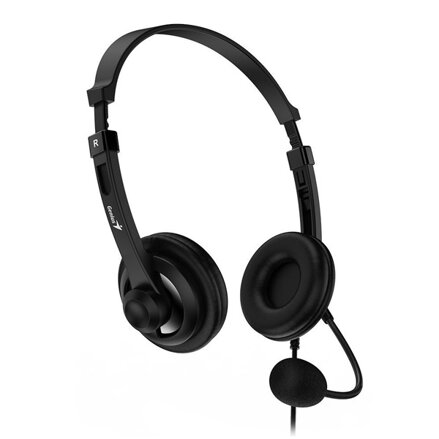 Genius HS-230U, sluchátka s mikrofonem, ovládání hlasitosti, černá, 2.0, uzavřená, USB