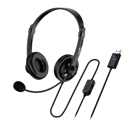 Genius HS-230U, sluchátka s mikrofonem, drátová, černá, USB