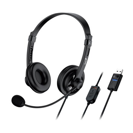 Genius HS-230U, sluchátka s mikrofonem, drátová, černá, USB