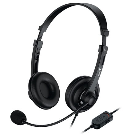 Genius HS-230U, sluchátka s mikrofonem, drátová, černá, USB