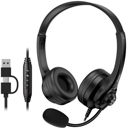 Genius HS-235U AI sluchátka s mikrofonem, drátová, černá