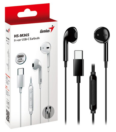 Genius HS-M365, sluchátka s mikrofonem, černá, 2.0, špuntová, USB Type-C