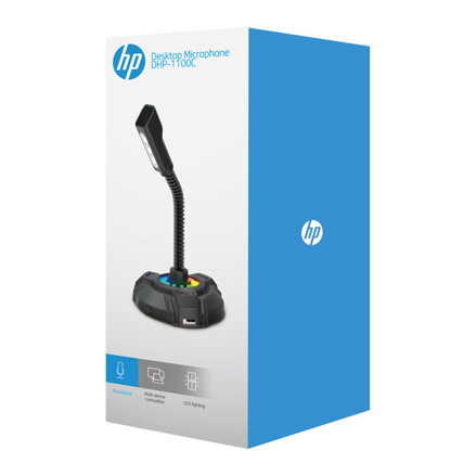 HP, počítačový mikrofon, DHP-1100C, černý, LED světlo, USB Hub