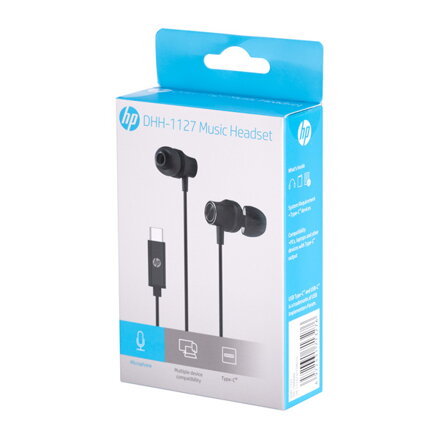 HP DHH-1127, sluchátka s mikrofonem, černá, USB-C