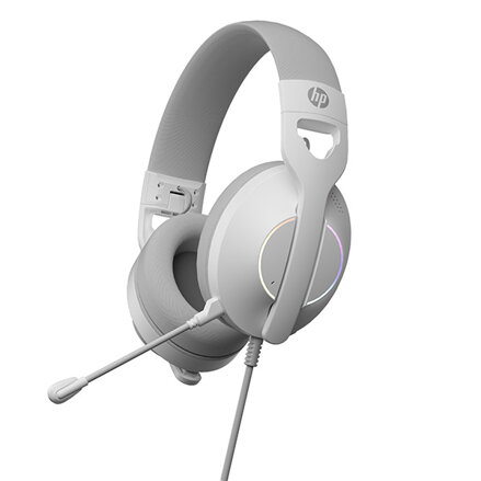 HP DHE-8003U, sluchátka s mikrofonem, drátová, bílá, 7.1 surround (virtuálně), podsvícená, USB