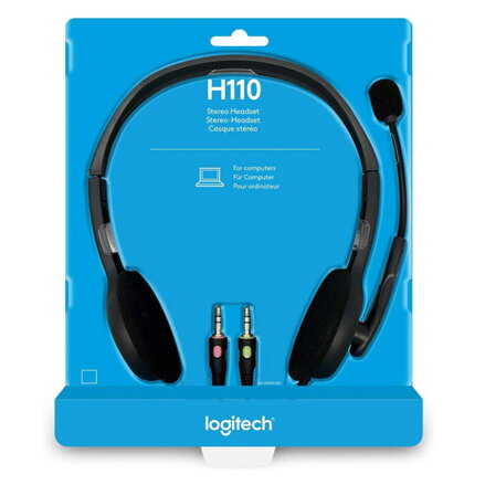 Logitech Stereo H110, sluchátka s mikrofonem, šedá