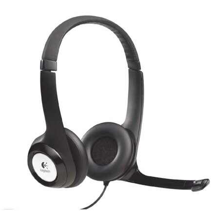 Logitech Stereo H390, sluchátka s mikrofonem, ovládání hlasitosti, černá, USB
