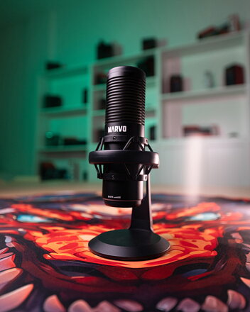Marvo, herní/streamovací mikrofon, BLAST 60 Black, černý, RGB podsvícení, vstup pro sluchátka