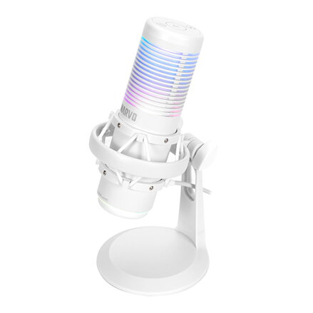 Marvo, herní/streamovací mikrofon, BLAST 60 White, bílý, RGB podsvícení, vstup pro sluchátka