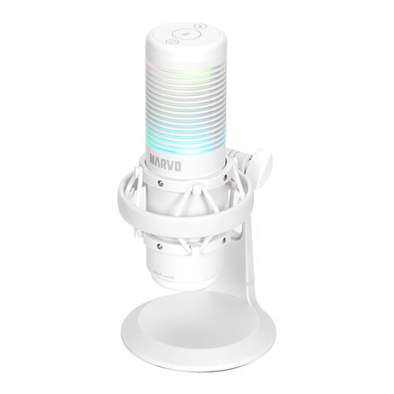 Marvo, herní/streamovací mikrofon, BLAST 60 White, bílý, RGB podsvícení, vstup pro sluchátka