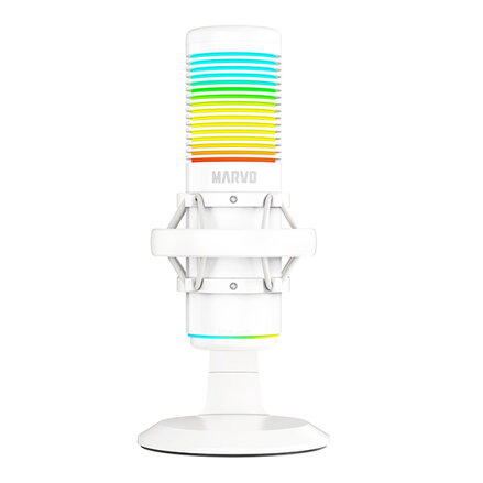 Marvo, herní/streamovací mikrofon, BLAST 60 White, bílý, RGB podsvícení, vstup pro sluchátka