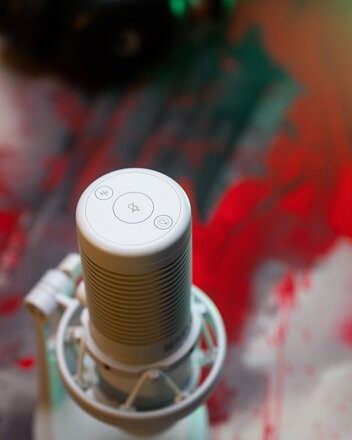 Marvo, herní/streamovací mikrofon, BLAST 60 White, bílý, RGB podsvícení, vstup pro sluchátka